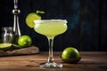 Cocktail Margarita, lime and mint on a dark background Royalty Free Stock Photo