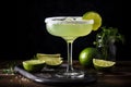 Cocktail Margarita, lime and mint on a dark background Royalty Free Stock Photo