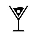 Cocktail martini cosmopolitan olive cherry black icon vector Royalty Free Stock Photo