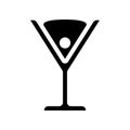 Cocktail martini cosmopolitan olive cherry black icon vector Royalty Free Stock Photo