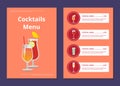 Cocktail Menu Advertisement Poster with Prices Royalty Free Stock Photo