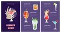 Cocktail menu. Alcohol drinks list with volume and composition. Bar brochure template. Exotic party beverages. Cold