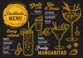 Cocktail menu for bar, drink template. Royalty Free Stock Photo