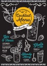 Cocktail menu for bar, drink template. Royalty Free Stock Photo