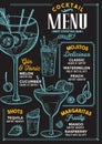 Cocktail menu for bar, drink template. Royalty Free Stock Photo