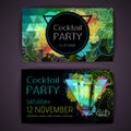 Cocktail mojito on artistic polygon watercolor background. Cocktail disco party poster Royalty Free Stock Photo