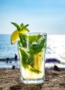 Cocktail mojito with ice and lemon Royalty Free Stock Photo