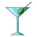 Cocktail olive icon, cartoon style