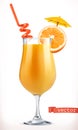 Cocktail orange. Fruit juice. 3d vector icon Royalty Free Stock Photo