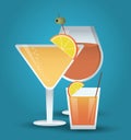 Cocktail orange olive glass summer alcohol icon