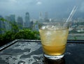 Cocktail with a panoramic city skyline