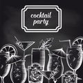 Cocktail party chalkboard background Royalty Free Stock Photo