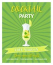 Cocktail party green poster template Royalty Free Stock Photo