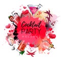 Cocktail party poster design. Valenine`s day Royalty Free Stock Photo