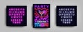 Cocktail party poster vector template. Love Cocktail party, Poster neon, Neon sign, Light banner, bright invitation