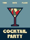 Cocktail party retro poster Royalty Free Stock Photo