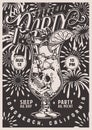 Cocktail party vintage flyer monochrome