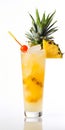 Cocktail with pineapple with white background