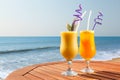 Pineapple, mango and passion fruit juice Royalty Free Stock Photo