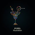 Cocktail - pixel illustration.