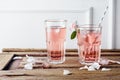 Cocktail of rose syrup, lemonade Royalty Free Stock Photo