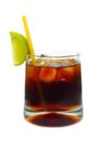 Cocktail - Rum, coke, ice and lime Royalty Free Stock Photo