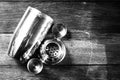 Cocktail shaker, bar accessories. Bar concept Royalty Free Stock Photo