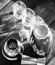 Cocktail shaker, bar accessories. Bar concept Royalty Free Stock Photo