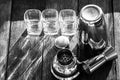 Cocktail shaker, bar accessories. Bar concept Royalty Free Stock Photo