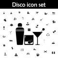 Cocktail shaker and a cocktail glasses icon. Disco icons universal set for web and mobile Royalty Free Stock Photo