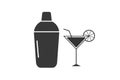 Cocktail and shaker. Simple icon set. Flat style element for graphic design. Vector EPS10 illustration. Royalty Free Stock Photo