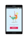 Cocktail Shown on Mobile Phone Vector Illustration