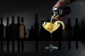 Cocktail `Sidecar` on a black reflective background. Royalty Free Stock Photo