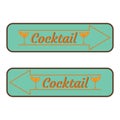 Cocktail signboard. Pointing sign on cocktail party. Vintage signboard with text. Signpost for party, bar, pub