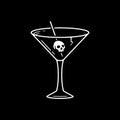 COCKTAIL SKULL ICON WHITE BLACK