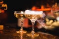 Cocktail with smoke in the night club, night life. alcohol Royalty Free Stock Photo