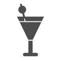 Cocktail solid icon, beverage concept, martini sign on white background, Beach cocktail icon in glyph style for mobile Royalty Free Stock Photo