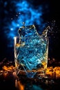 Cocktail splashing on dark background