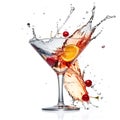 Cocktail splashing in martini glass