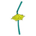 Cocktail straw with umbrella icon. Vector of a decorative umbrella for cocktails. Hand drawn cocktail umbrella