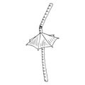 Cocktail straw with umbrella icon. Vector illustration of a decorative umbrella for cocktails. Royalty Free Stock Photo