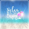 Cocktail summer blurred sea bokeh beach background frame design badge vacation season holidays lettering for logo