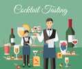 Cocktail Tasting Banner Flat Vector Illustration