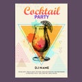 Cocktail tequila sunrise on artistic polygon watercolor background