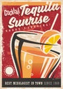 Cocktail tequila sunrise retro promotional poster Royalty Free Stock Photo