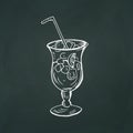 Cocktail thin white lines on a textural dark background - Vector