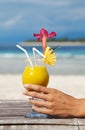 Cocktail on tropical beach Royalty Free Stock Photo