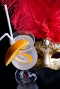 Cocktail and Venetian mask Royalty Free Stock Photo