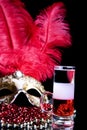 Cocktail and Venetian mask Royalty Free Stock Photo