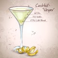 Cocktail Vesper mixed drink